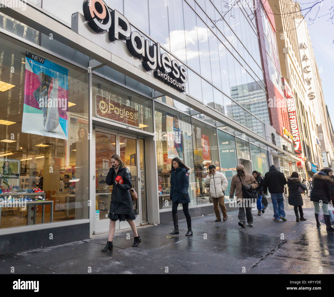 A Payless ShoeSource store in New York on Friday, February 10, 2017. Payless is reported to be in talks with lenders about a restructuring plan which may include closing up to 1000 stores or a possible bankruptcy. (© Richard B. Levine) Stock Photo