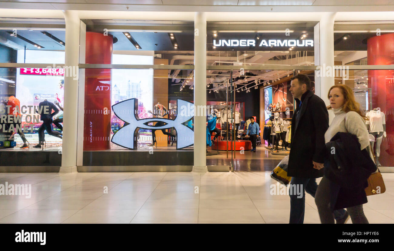 The Under Armour store in the Westfield World Trade Center Oculus mall in New  York on Saturday, February 11, 2017. Under Armour's celebrity endorsers,  basketball player Steph Curry, ballet dancer Misty Copeland