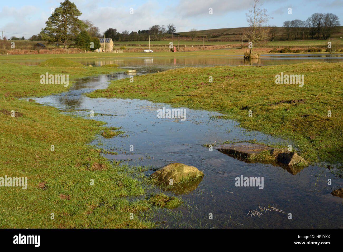 Brechfa Pool outflow stream at high water Stock Photo