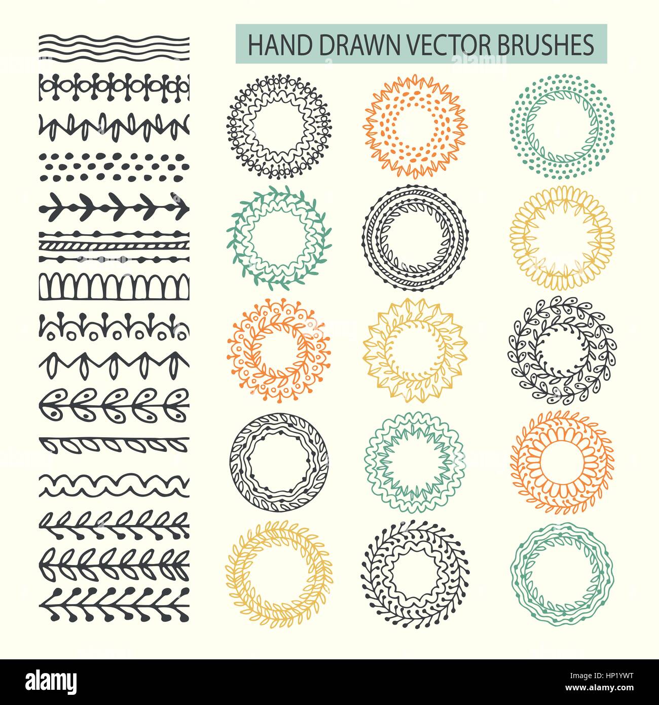 vector set of brushes with outer and inner corner tiles Stock Vector