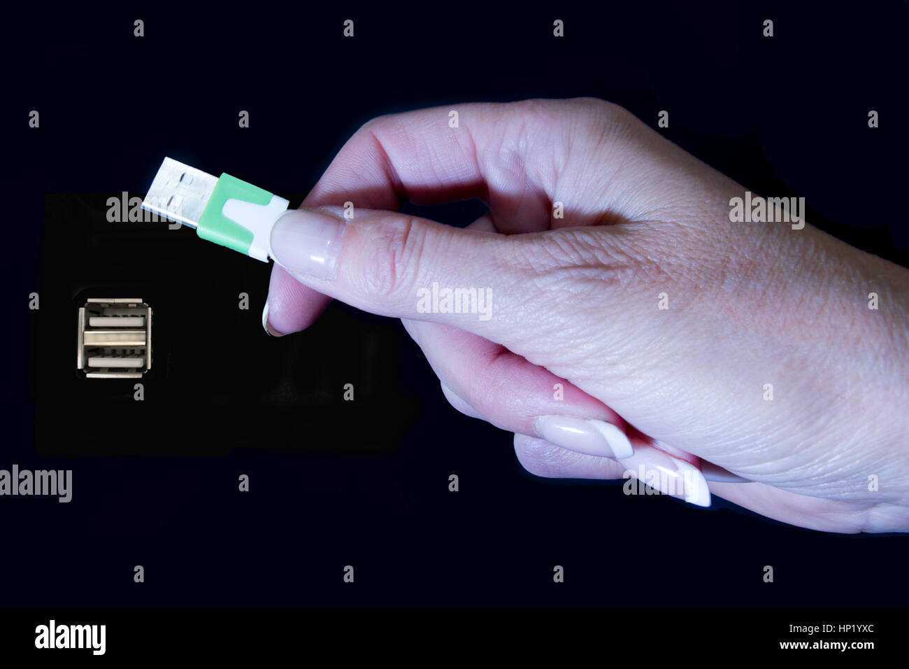 Female hand with USB Stock Photo