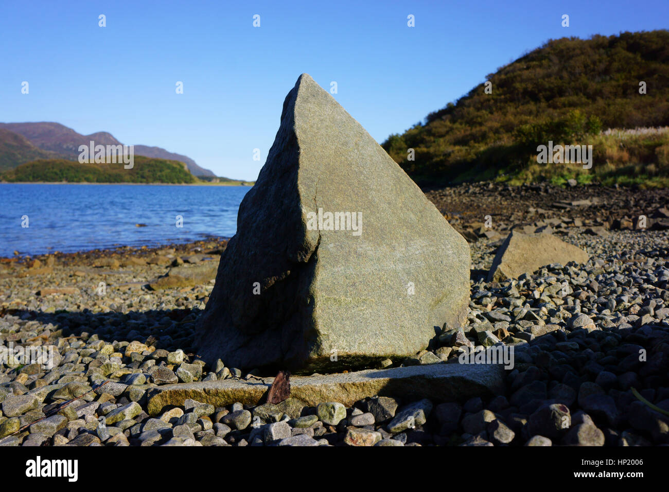 Pyramide shaped rock on beach of Kaflia Bay, Alaska Peninsula, Katmai National Park, Alaska Stock Photo