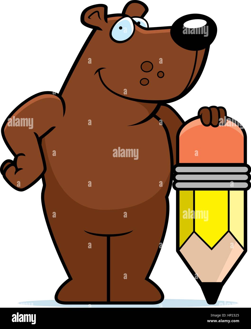 A happy cartoon bear with a pencil Stock Vector Image & Art - Alamy