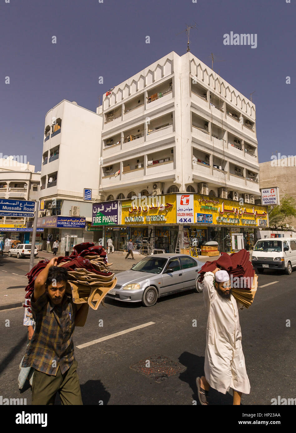DUBAI, UNITED ARAB EMIRATES Deira neighborhood in central Dubai. Men