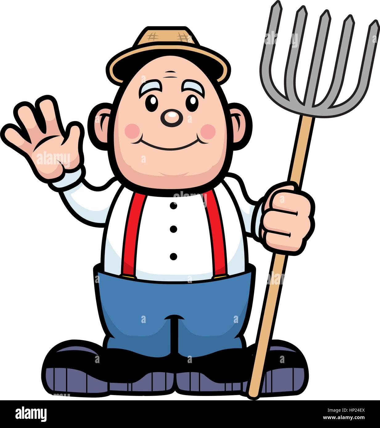 A happy cartoon farmer waving and smiling Stock Vector Image & Art - Alamy