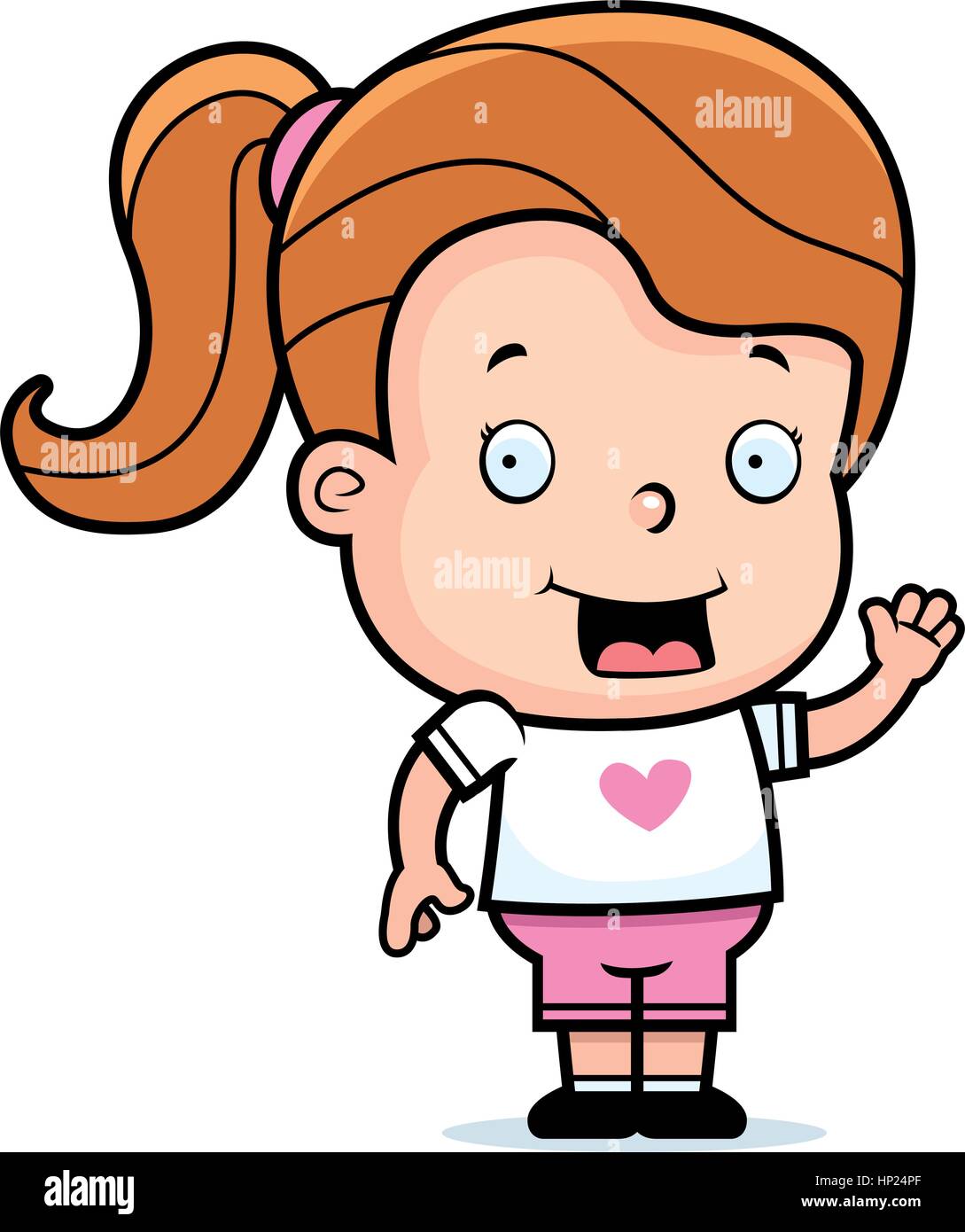 A happy cartoon girl waving and smiling Stock Vector Image & Art - Alamy