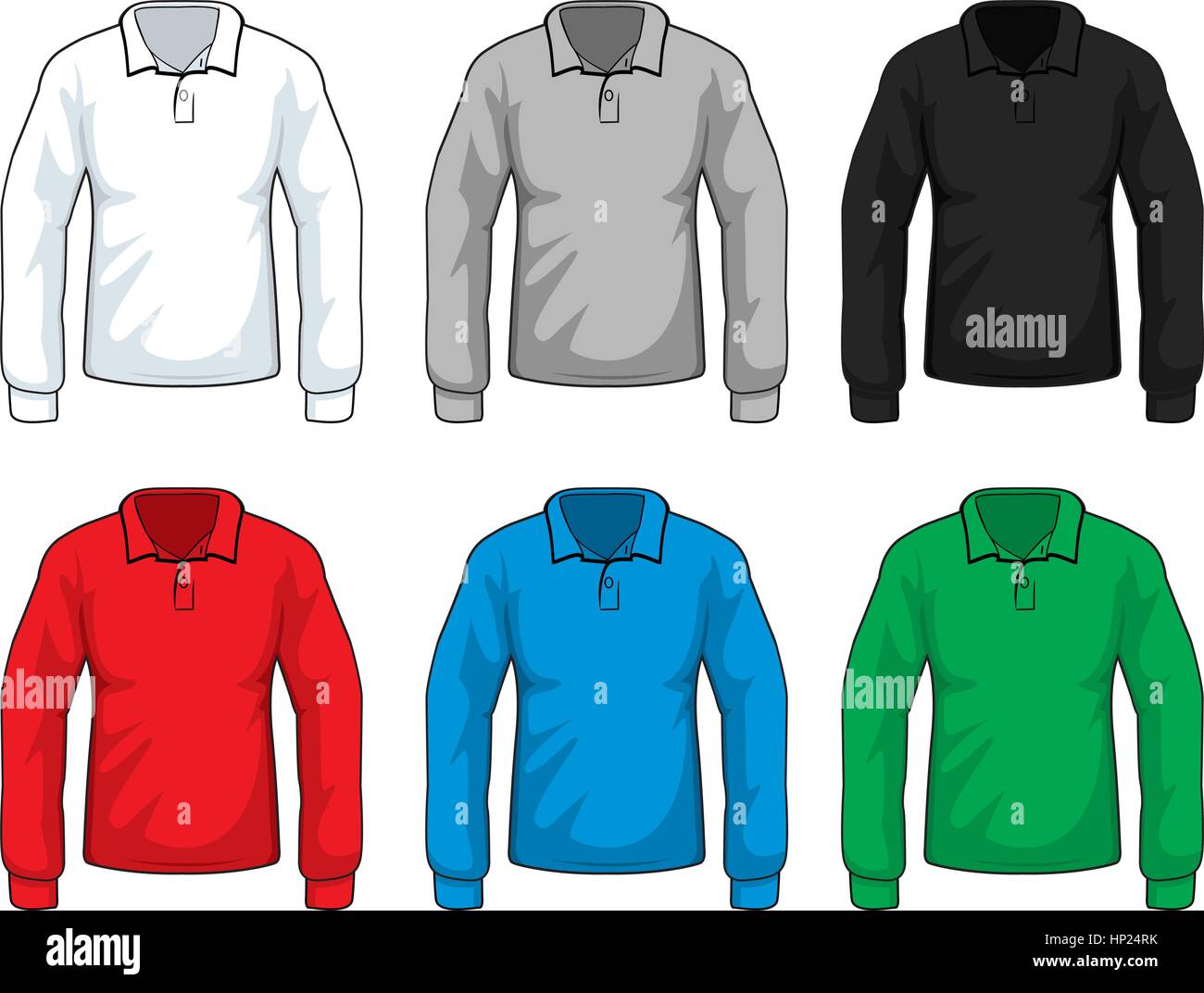 A variety of different colored long sleeve shirts Stock Vector Image