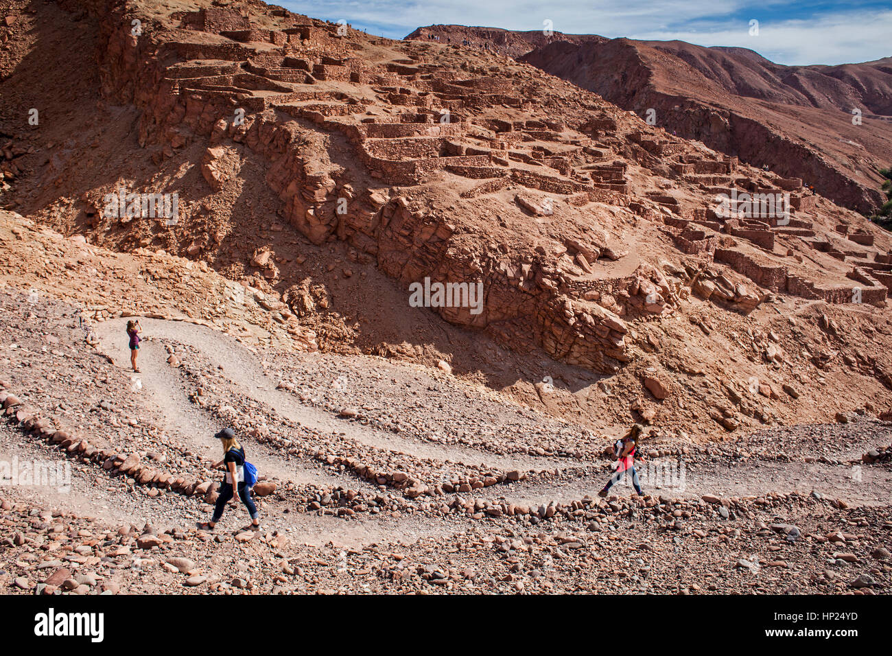 Pukara de Quitor, in San Pedro de atacama village, Atacama desert. Region de Antofagasta. Chile Stock Photo
