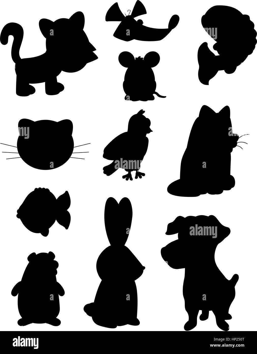 A variety of different cartoon pet silhouettes Stock Vector Image &amp; Art ...