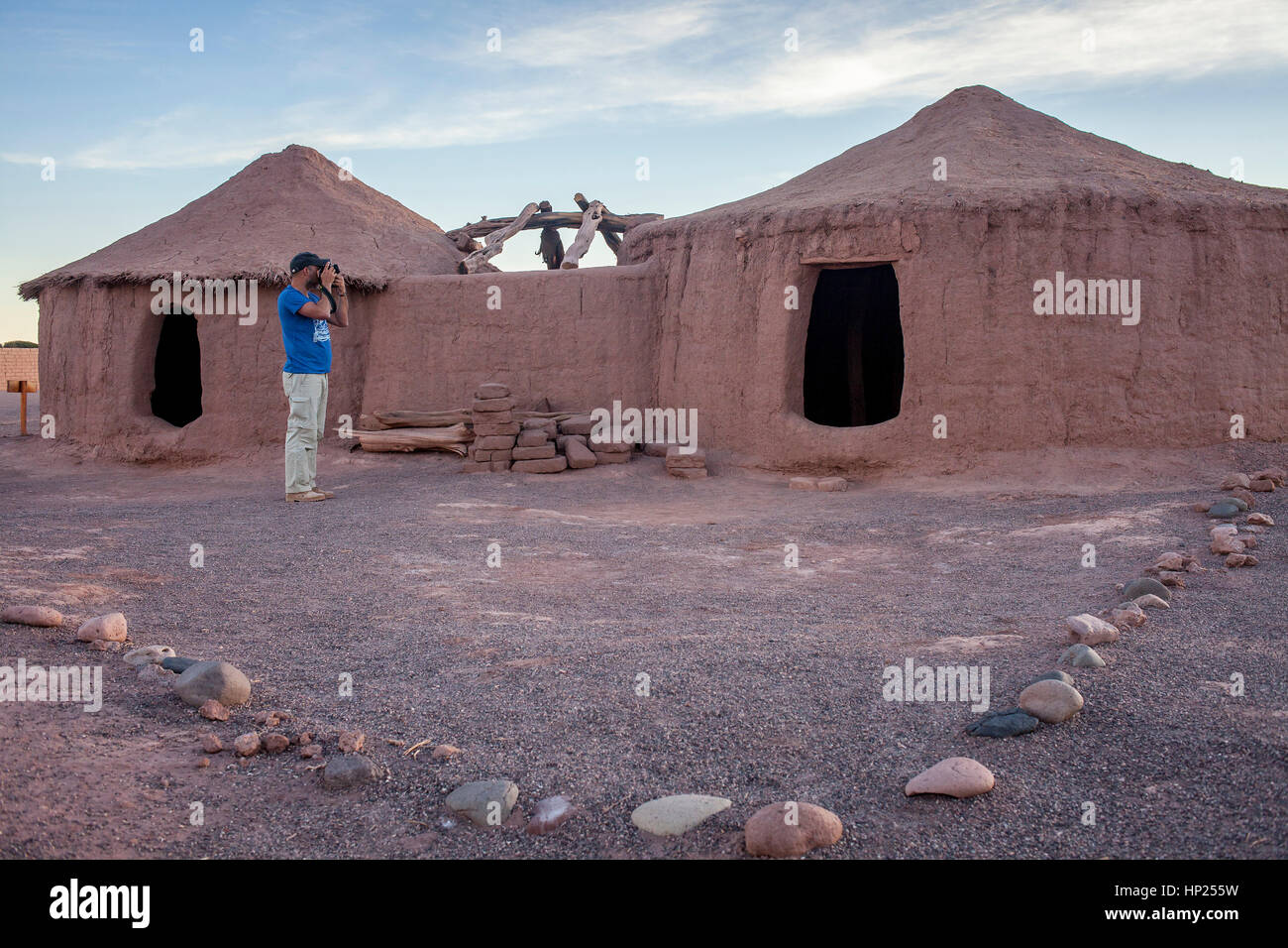 Replica, reconstructed, at the ruins of Tulor, an ancient Atacameños village, San Pedro de Atacama, Atacama Desert, Región de Antofagasta, Chile Stock Photo