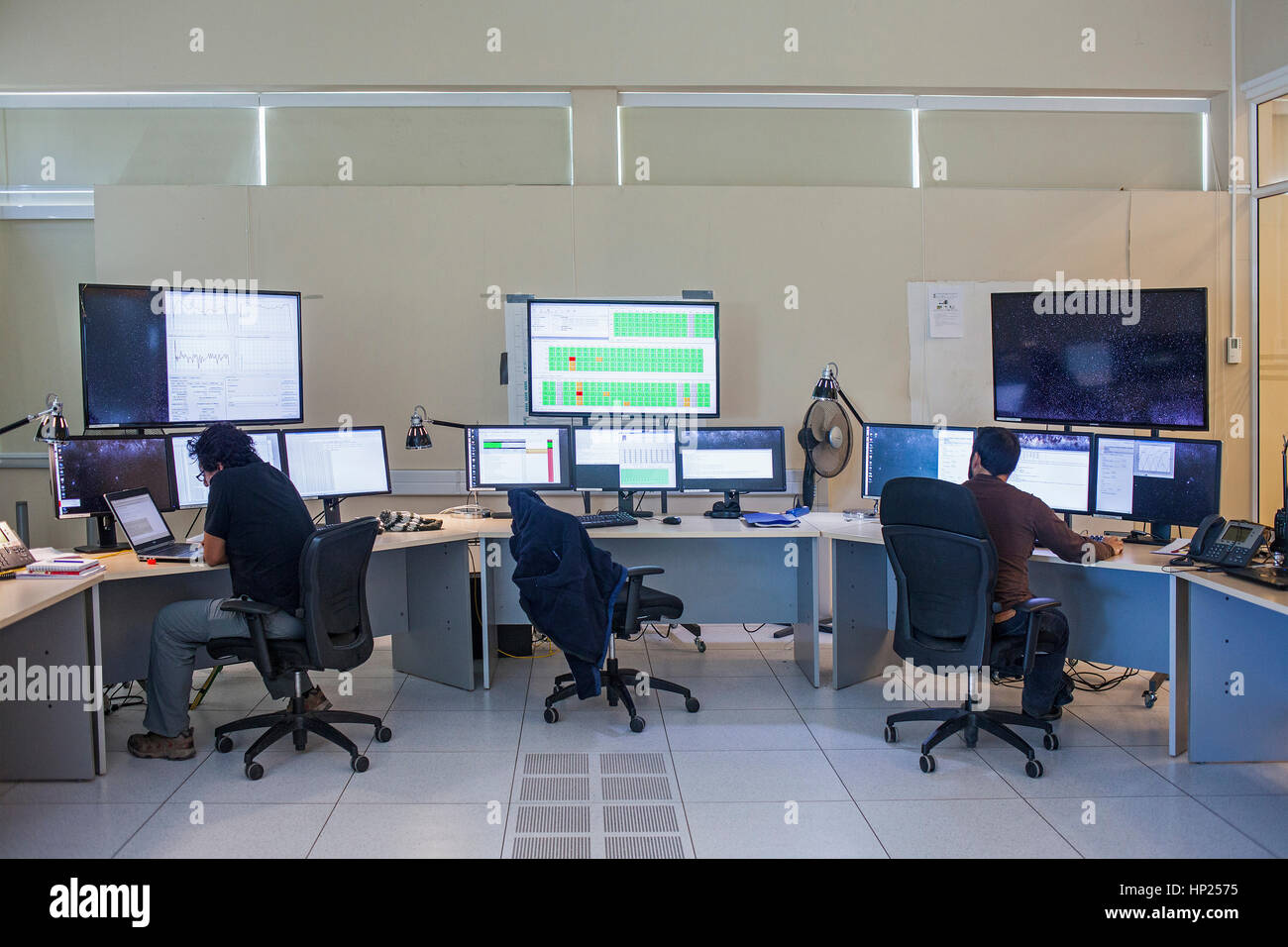 ALMA observatory, array control center, where data from the antennas are archived, in technical building of Operations Support Facility (OSF),  Atacam Stock Photo