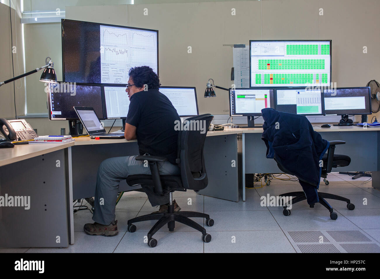 ALMA observatory, array control center, where data from the antennas are archived, in technical building of Operations Support Facility (OSF),  Atacam Stock Photo