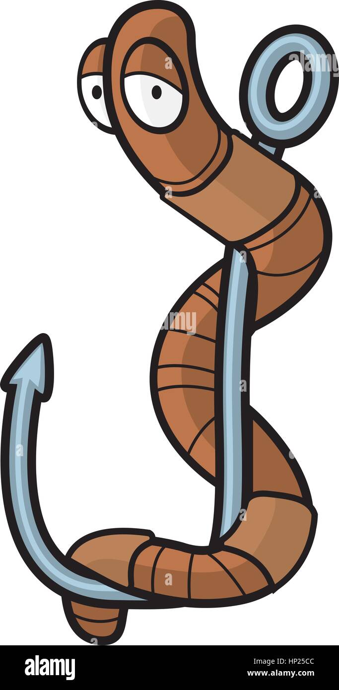 A cartoon worm on a fishing hook Stock Vector Image & Art - Alamy