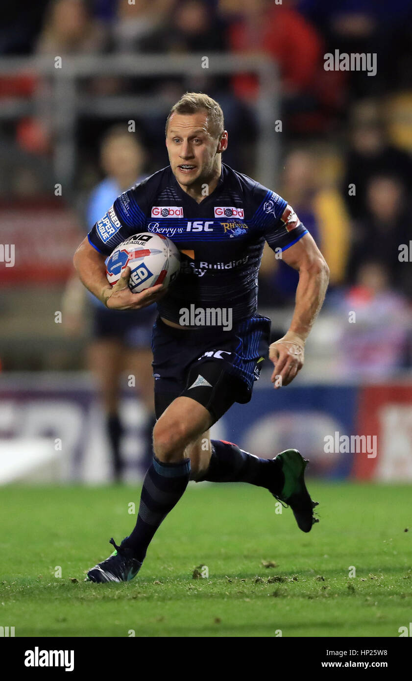 Leeds Rhinos Rob Burrow during the Super League match at Leigh Sports Village. PRESS ASSOCIATION Photo. Picture date: Friday February 17, 2017. See PA story RUGBYL Leigh. Photo credit should read: Tim Goode/PA Wire. Stock Photo