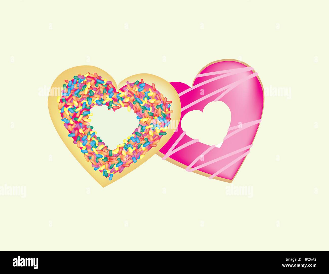 cartoon illustration of donuts with icing and sprinkles Stock Vector