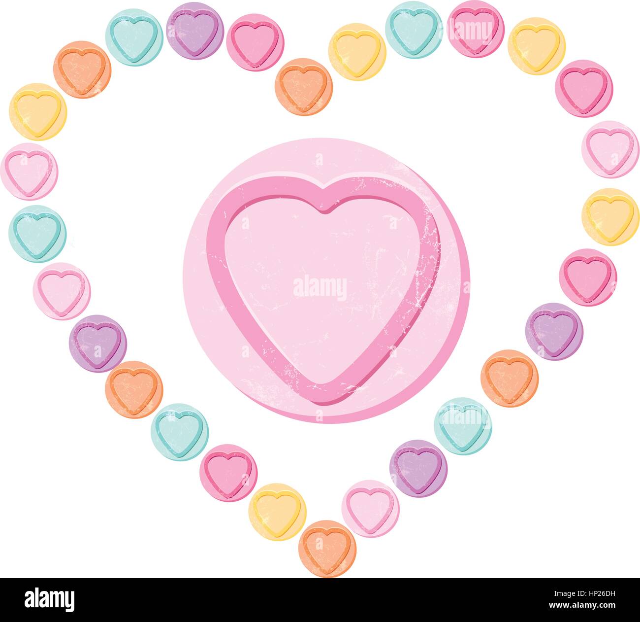 Love herat candy or sweets cut out on white background Stock Vector