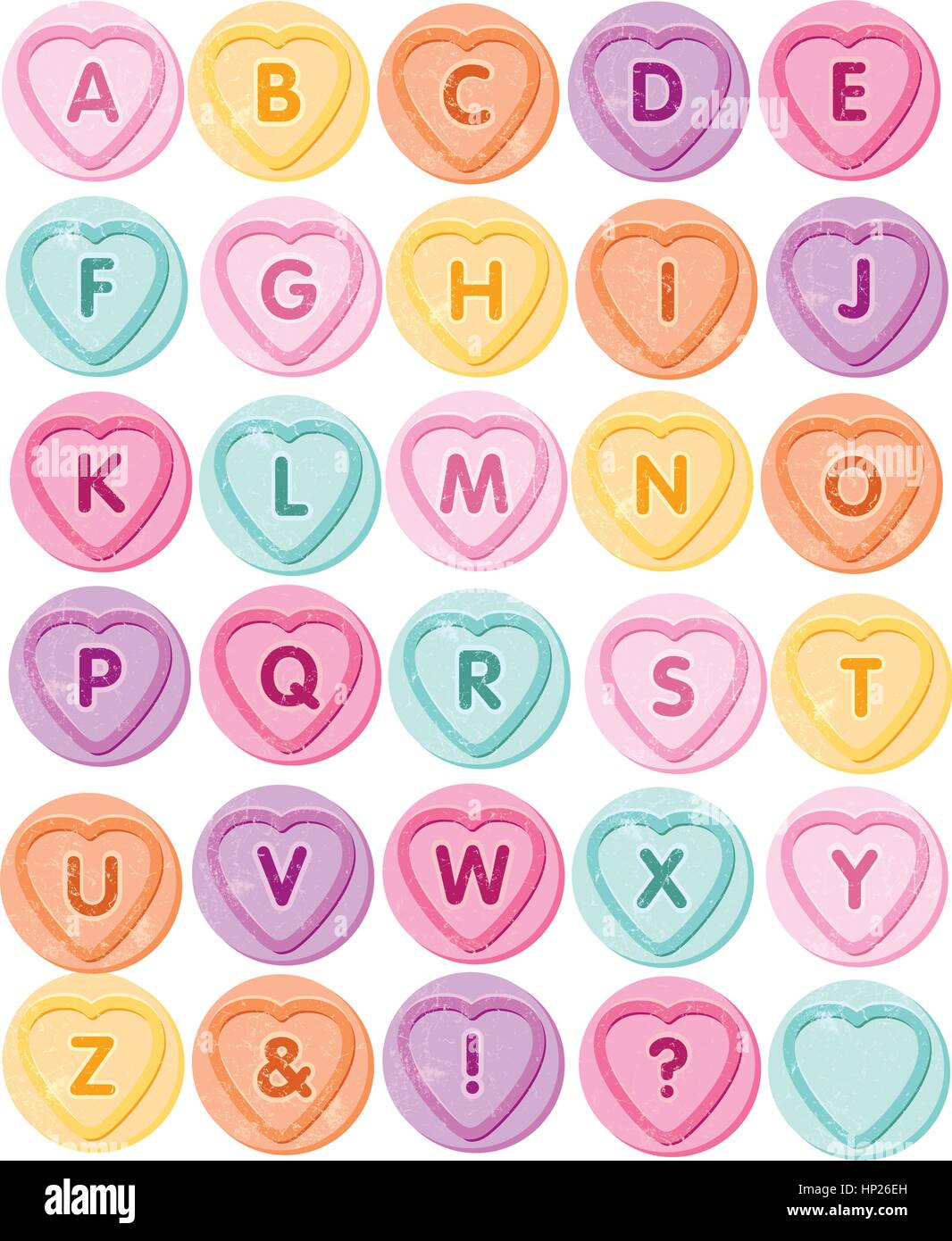 Collection of each english alphabet letters cut out on white background Stock Vector