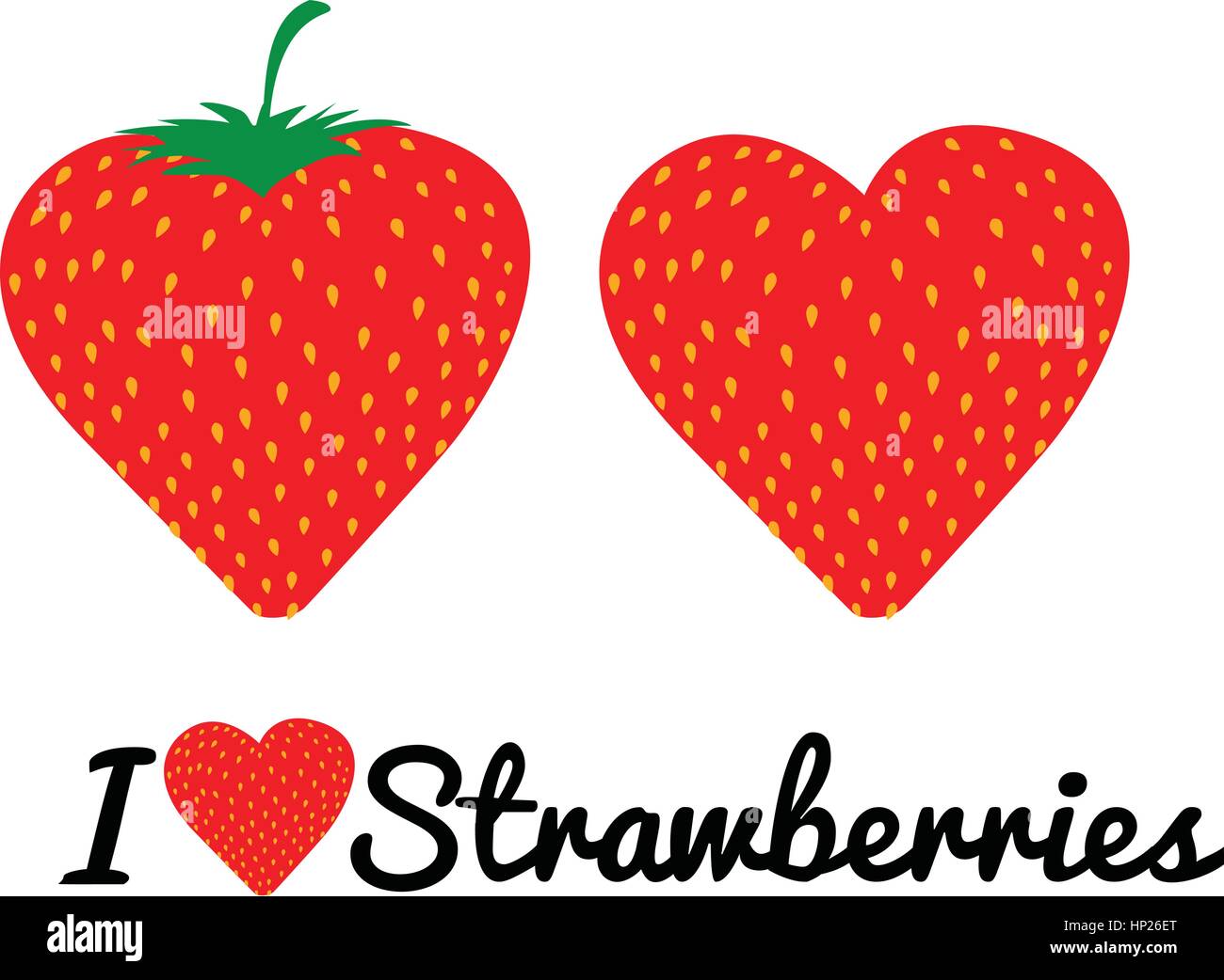 Message in curly typeface 'i love strawberries' Stock Vector