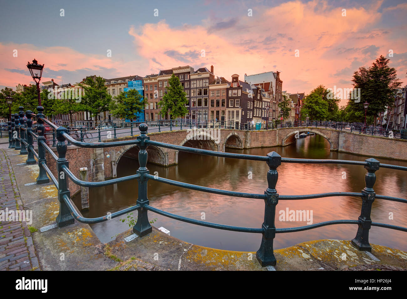 Keizersgracht Canal in Amsterdam, Netherlands Stock Photo