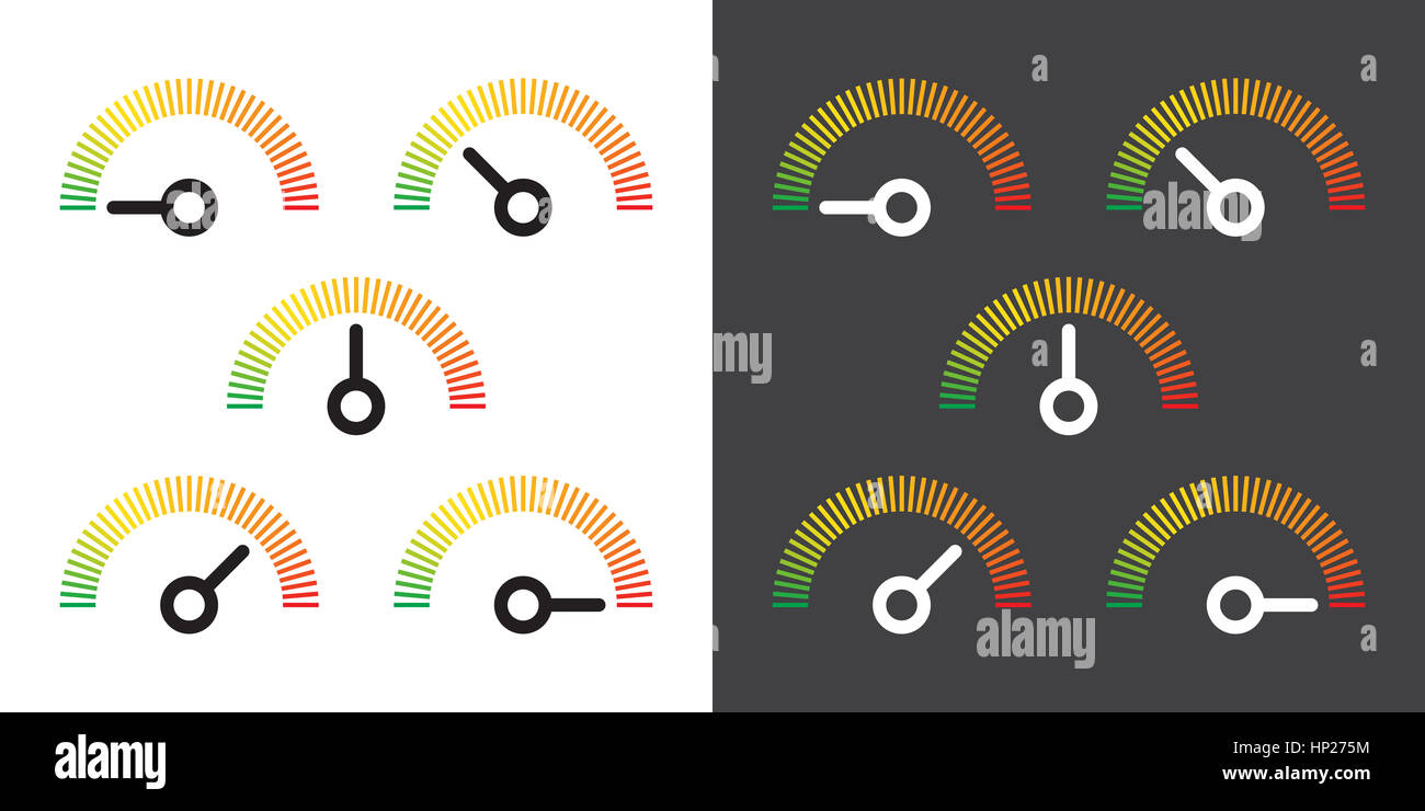 meter signs infographic gauge element from green to red illustration