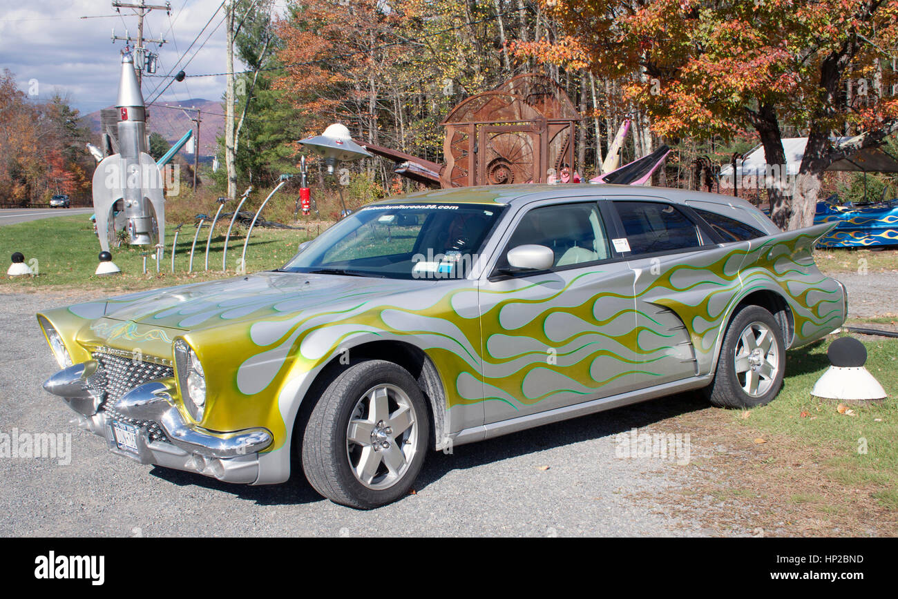 Steve Heller Creates art from vintage cars in Boiceville New York. Stock Photo