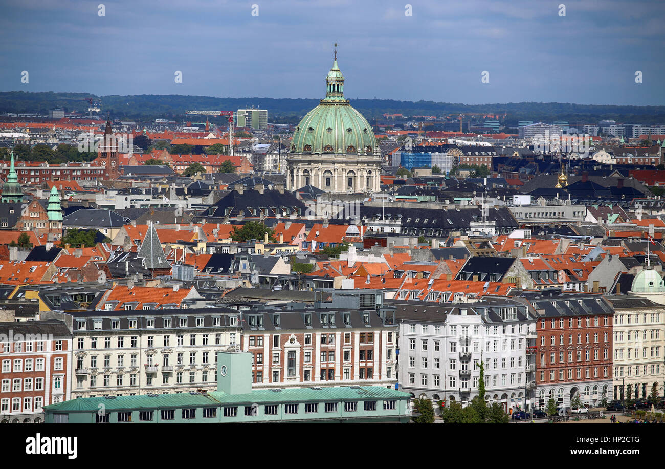 Panoramic view of Frederik's Church from church Vor Frelsers Kirke in Copenhagen, Denmark Stock Photo