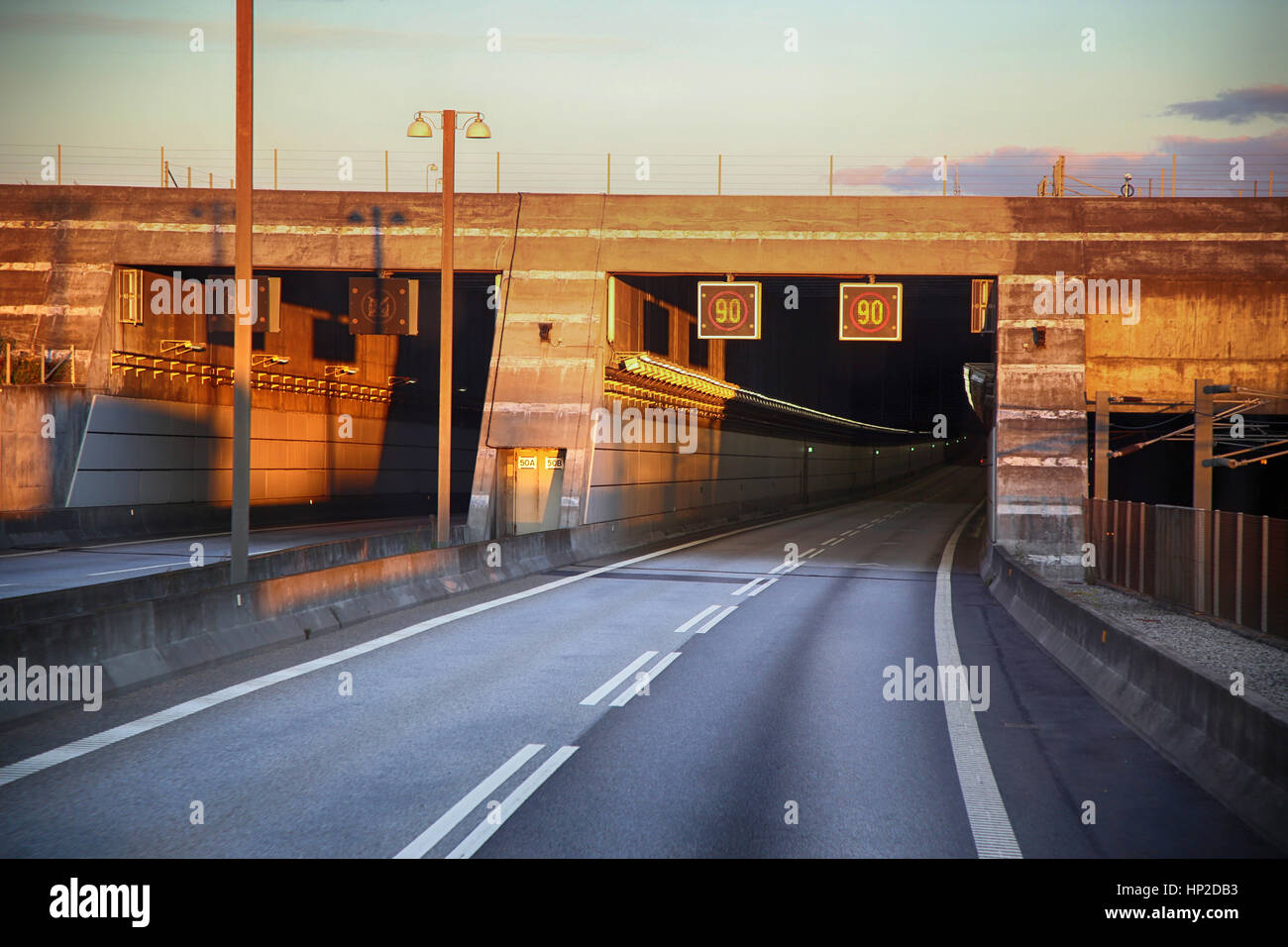 entrance to the tunnel Oresund bridge between Sweden and Denmark Stock Photo