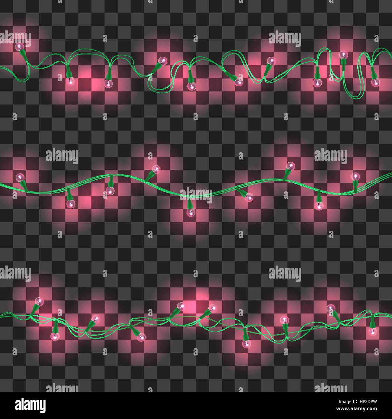 Set of pink shining garland lights with holders isolated on transparent ...