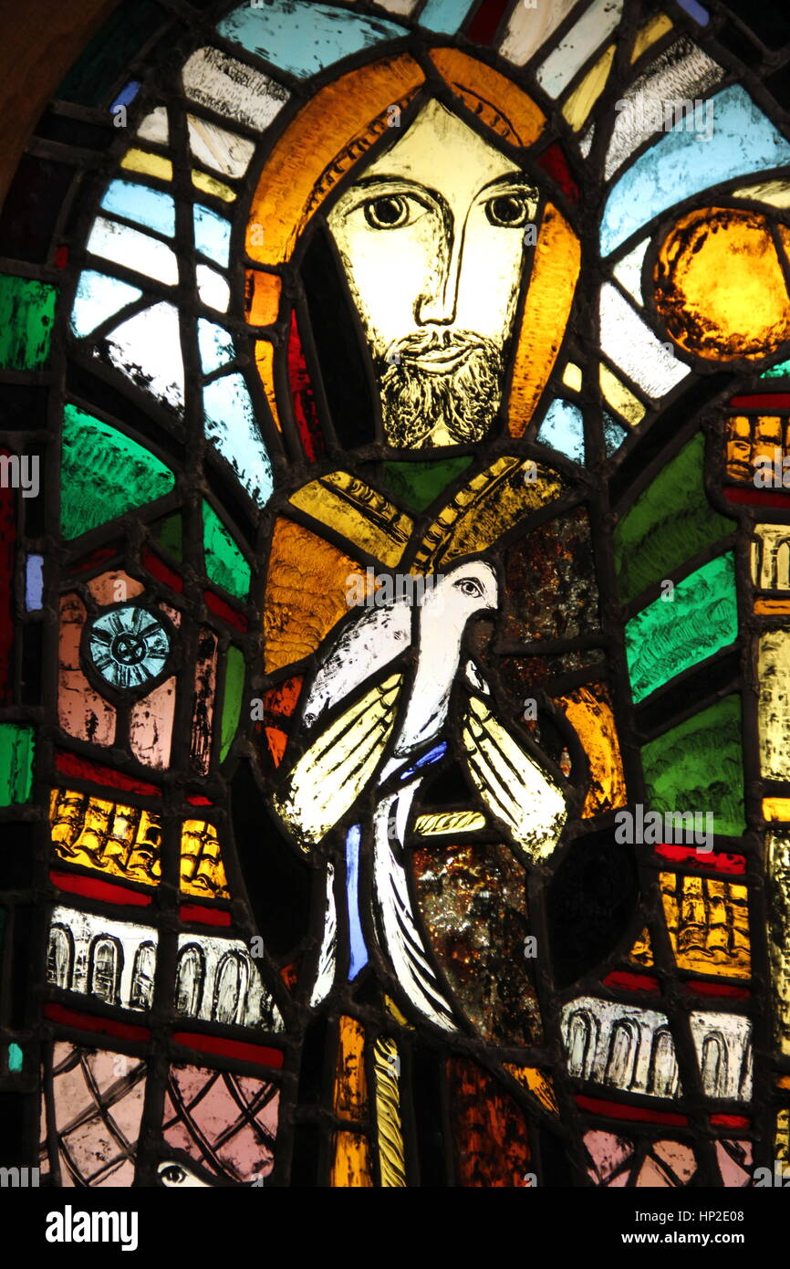Stained glass window depicting St Francis of Assisi from St Stephen's