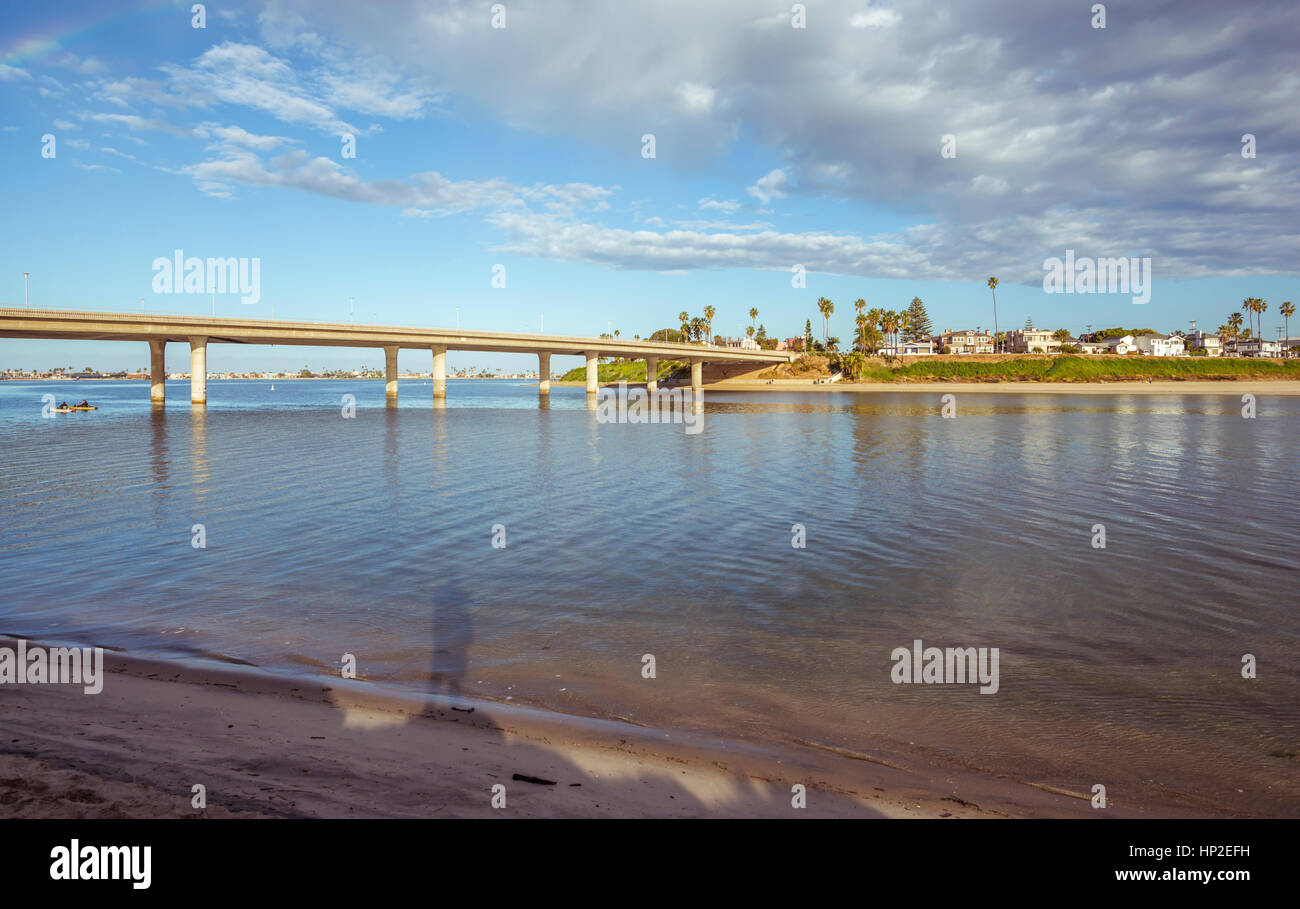 Mission Bay and the Ingraham Street Bridge in the morning. San Diego
