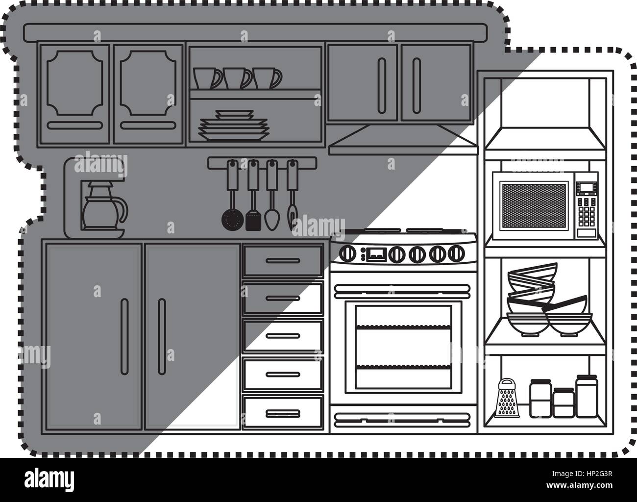 Kitchen interior design icon vector illustration graphic design Stock ...