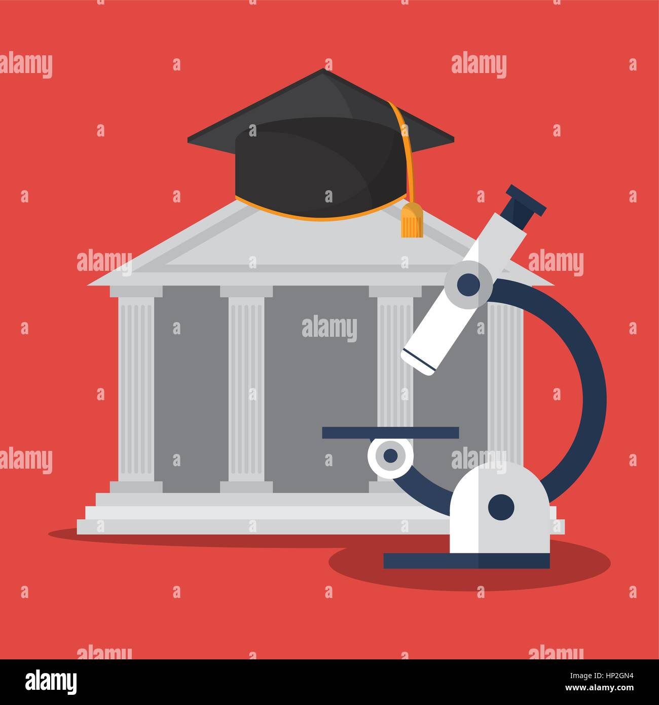 Microscope Graduation Slide building microscope and graduation cap vector illustration eps 10 Stock ...