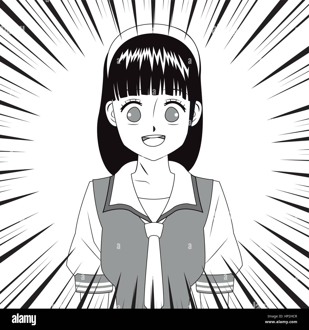 Anime Girl Japanese Character Black And White Stock Vector Image Art Alamy Anime Girl Japanese Character Black And White Stock Vector Image Art Alamy