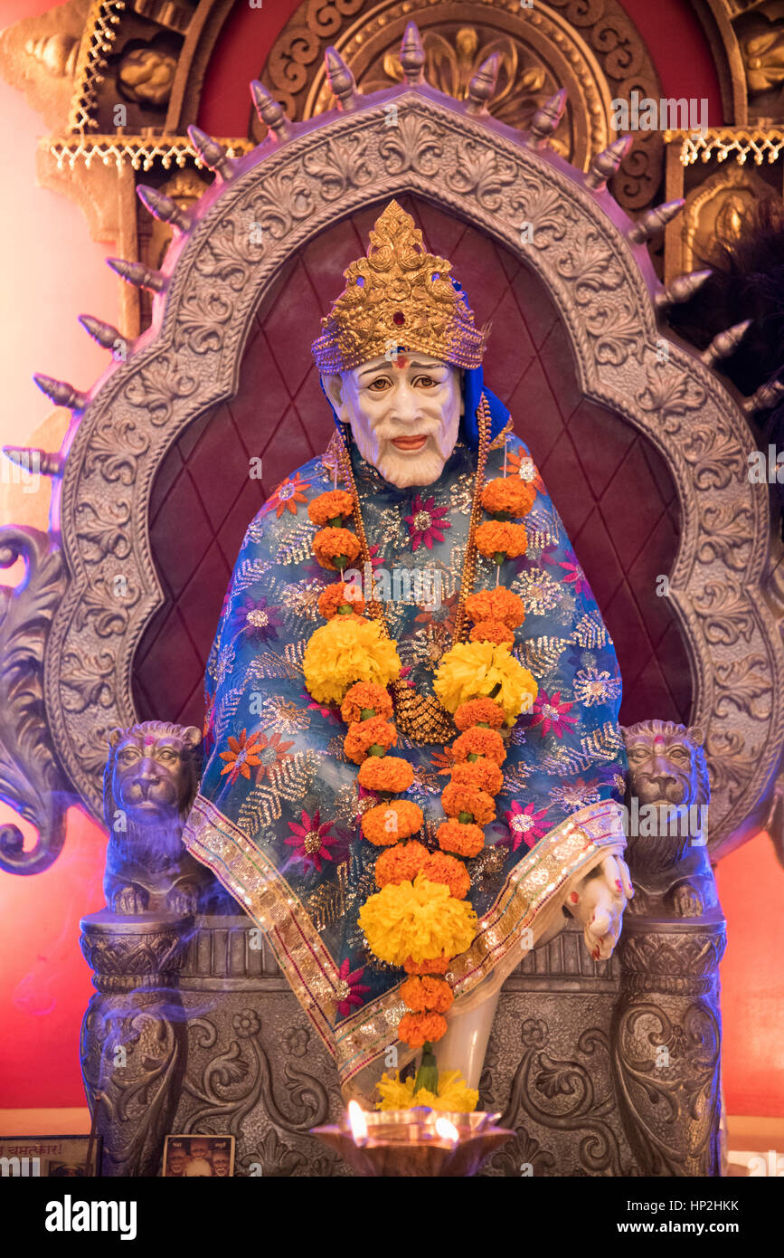 Idol of Saibaba, Hotel Host Inn, Marol Naka, Mumbai, Maharashtra, India Stock Photo