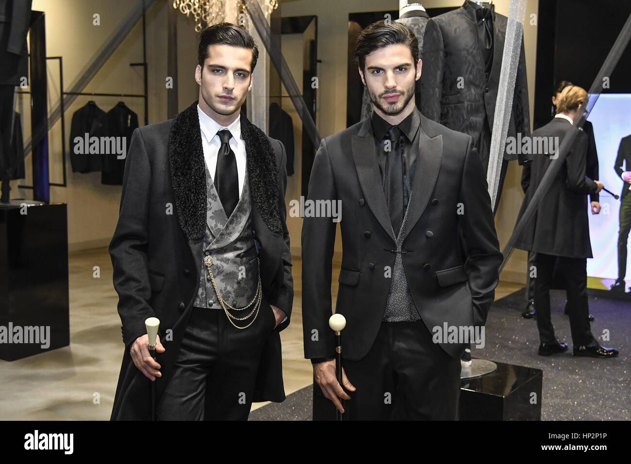 A model at the presentation of the Carlo Pignatelli 2017/18 show, during  Milan Men's Fashion Week, in Milan, Italy. Where: Milan, Lombardy, Italy  When: 17 Jan 2017 Credit: IPA/WENN.com **Only available for