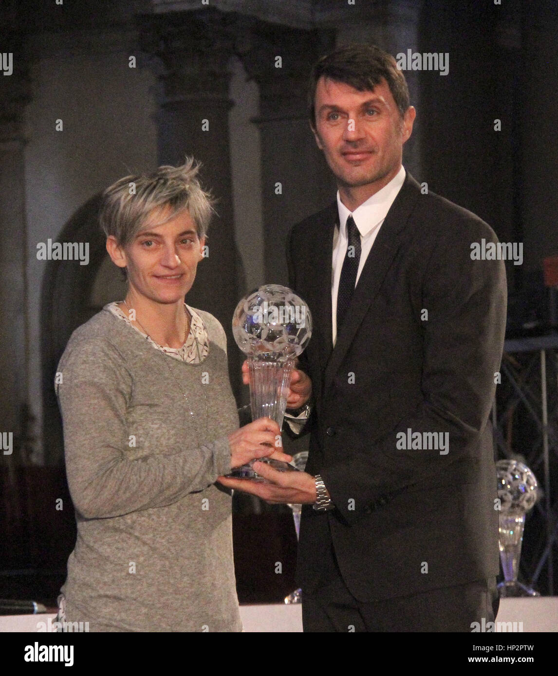 Italian Football Hall of Fame - Awards Ceremony  Featuring: Melania Gabbiadini, Paolo Maldini Where: Florence, Italy When: 17 Jan 2017 Credit: IPA/WENN.com  **Only available for publication in UK, USA, Germany, Austria, Switzerland** Stock Photo