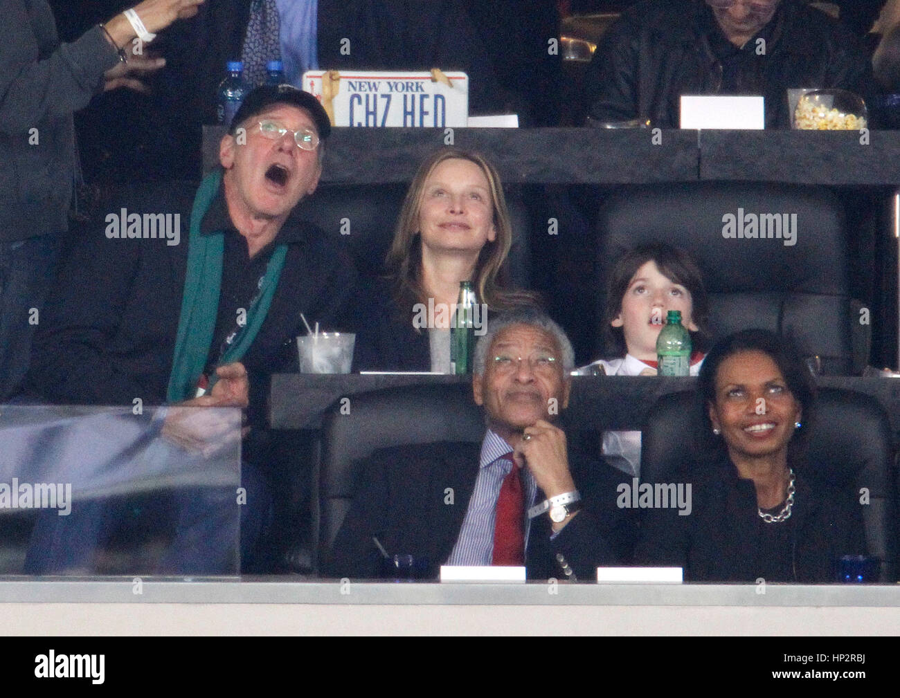 Harrison Ford and Calista Flockhart at Super Bowl XLV football game in Arlington, Texas on February 6, 2011. Photo by Francis Specker Stock Photo