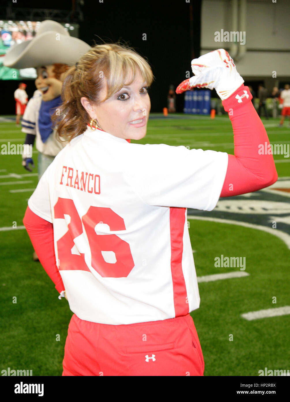 Rosana Franco at the Tazon Latino flag football game at Super Bowl NFL Experience at the Dallas Convention Center on February 2, 2011 in Dallas, Texas. Photo by Francis Specker Stock Photo