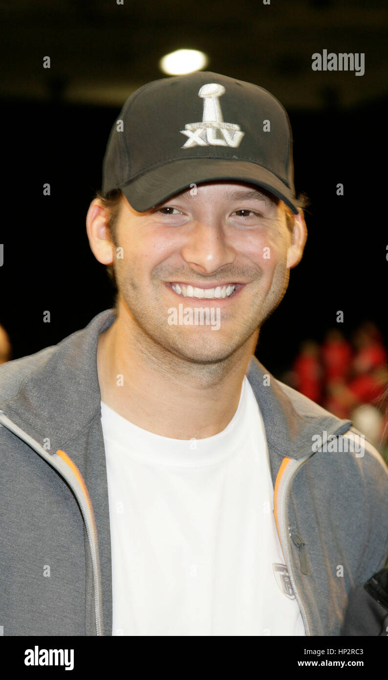 Dallas Cowboys quarterback Tony Romo at the Tazon Latino flag football game at Super Bowl NFL Experience at the Dallas Convention Center on February 2, 2011 in Dallas, Texas. Photo by Francis Specker Stock Photo