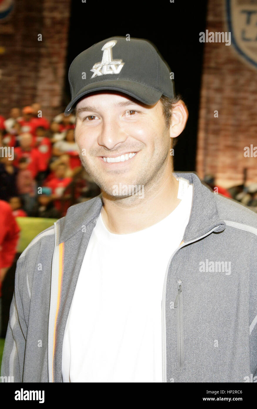 Dallas Cowboys quarterback Tony Romo at the Tazon Latino flag football game at Super Bowl NFL Experience at the Dallas Convention Center on February 2, 2011 in Dallas, Texas. Photo by Francis Specker Stock Photo