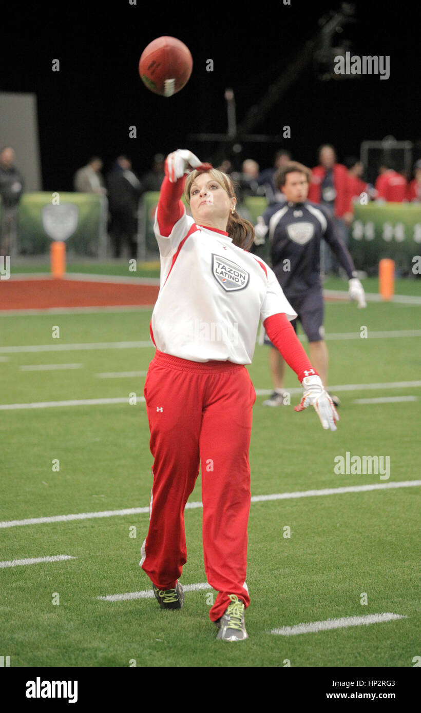 Rosana Franco practices passing at the Tazon Latino V flag football game at Super Bowl NFL Experience at the Dallas Convention Center on February 2, 2011 in Dallas, Texas. Photo by Francis Specker Stock Photo