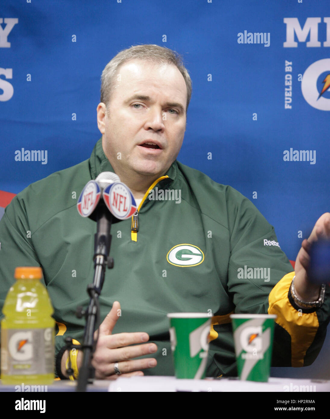 Green Bay Packers head coach Mike McCarthy at Super Bowl Media Day in ...