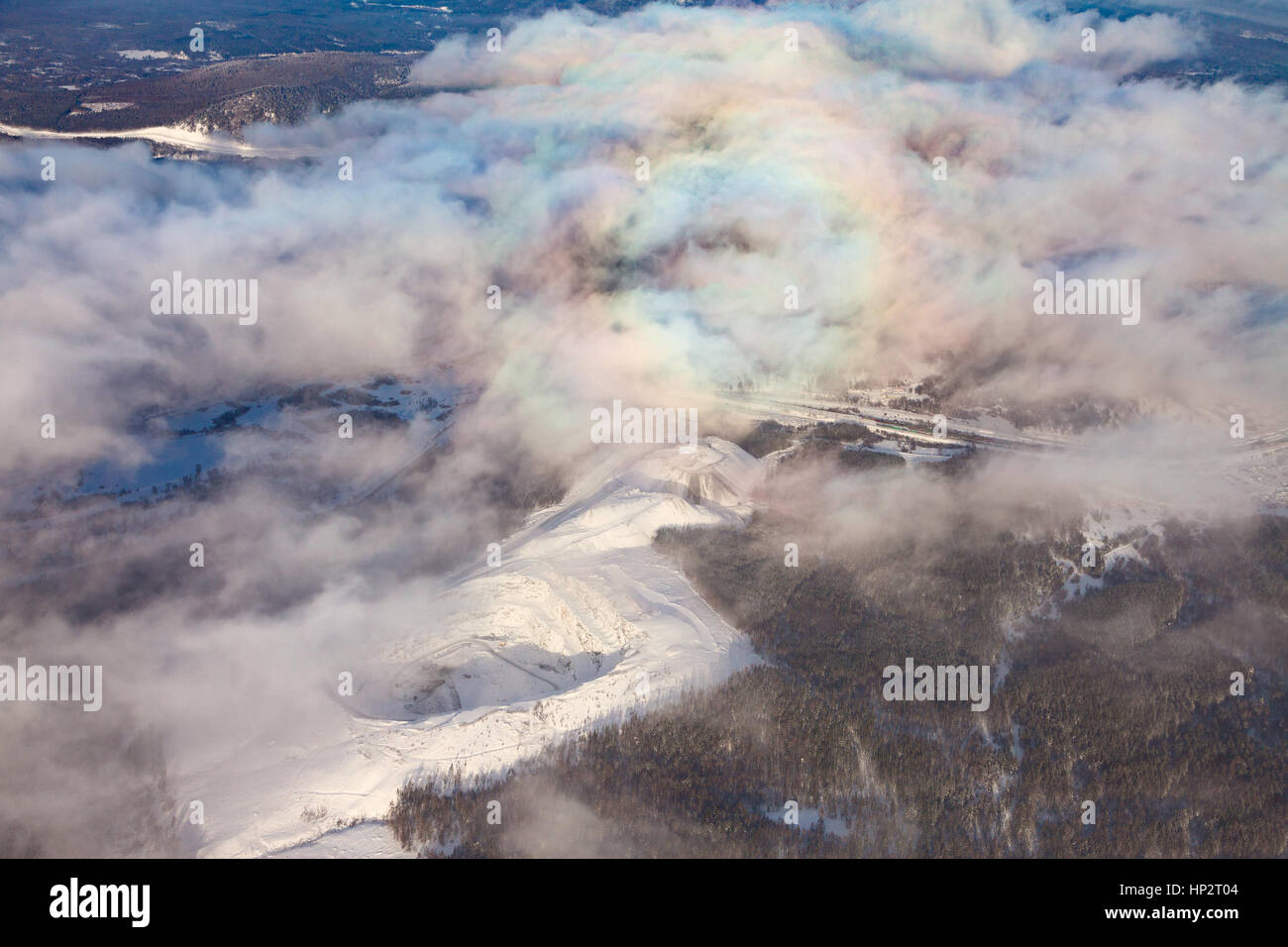 Opencast mining of granite, top view Stock Photo