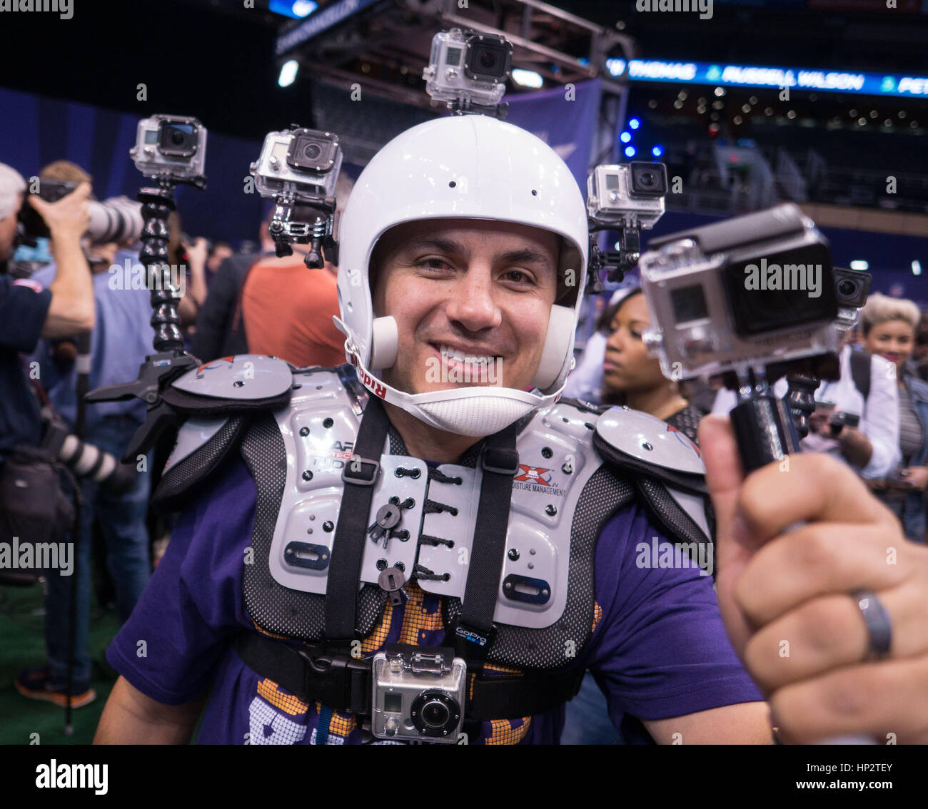 NBC Sports reporter Karim Mendiburu Contreras with his 7 go pro setup