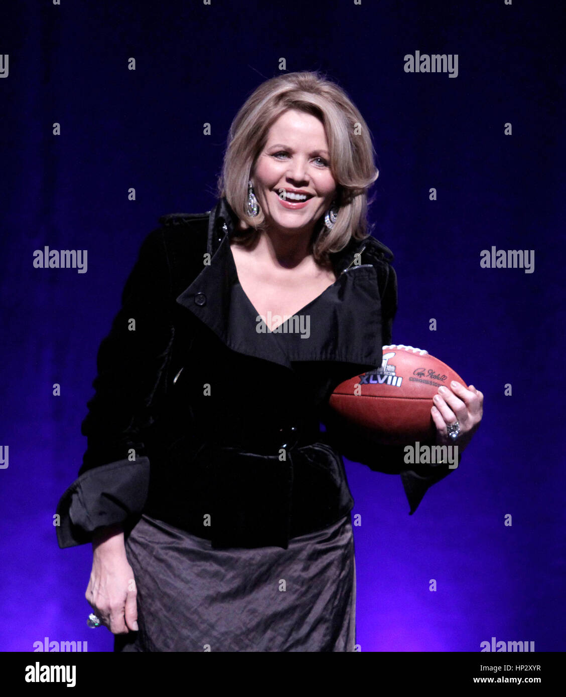 Fleming Singer Singer Renee Fleming talks at the press conference for the Super Bowl ...