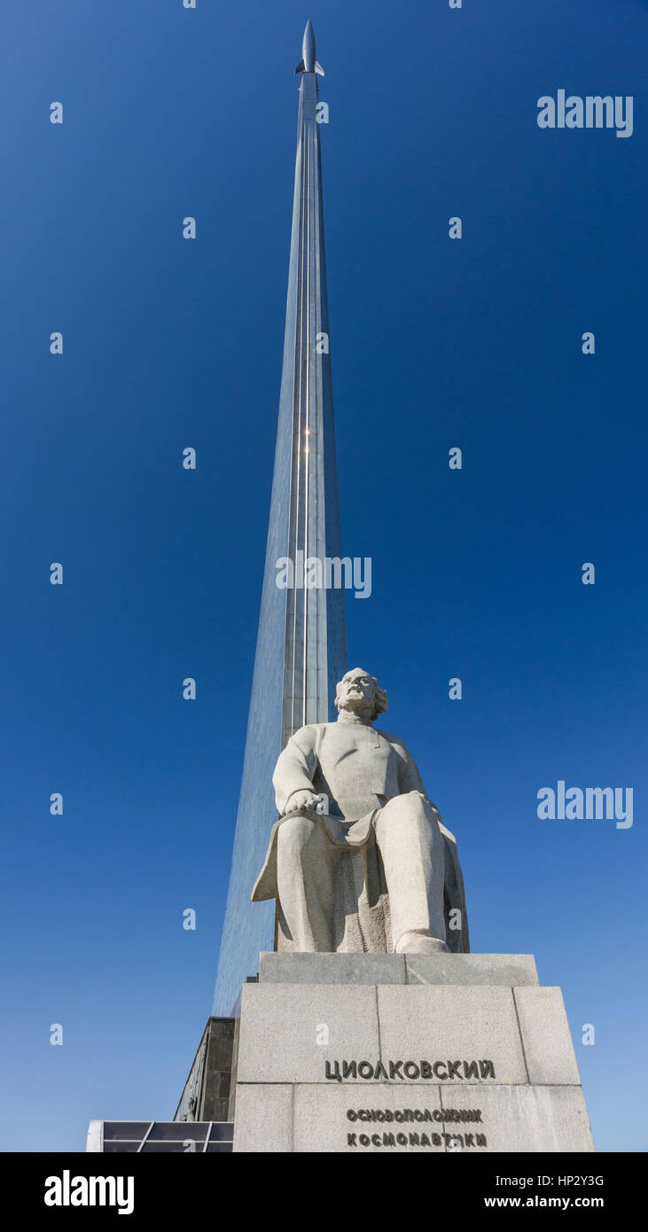 MOSCOW, RUSSIA - May 2, 2013: Statue of Konstantin Tsiolkovsky - the Russian rocket scientist and pioneer of the astronautic theory. Monument to the C Stock Photo