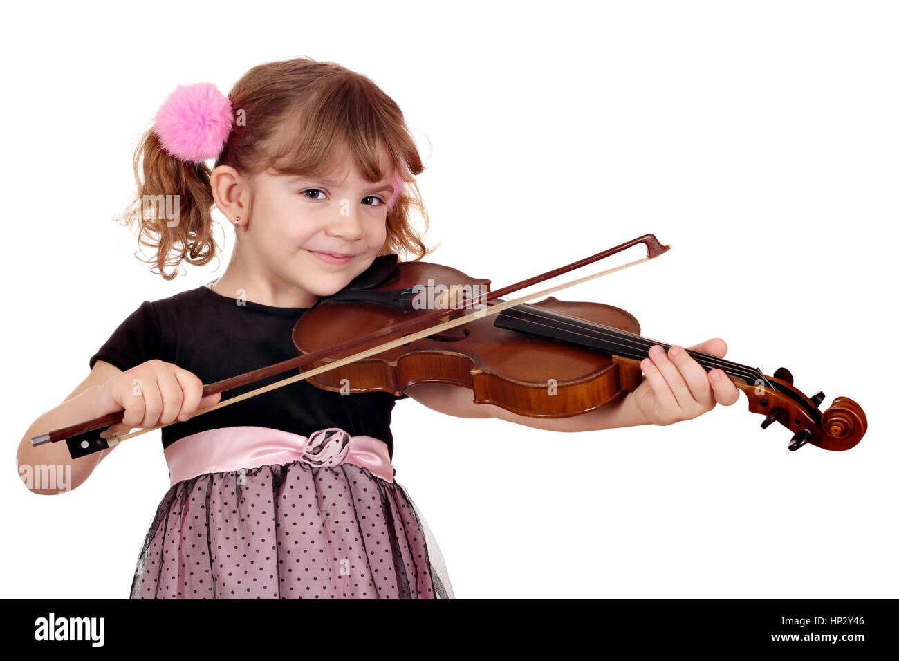 beautiful little girl play violin on white Stock Photo - Alamy