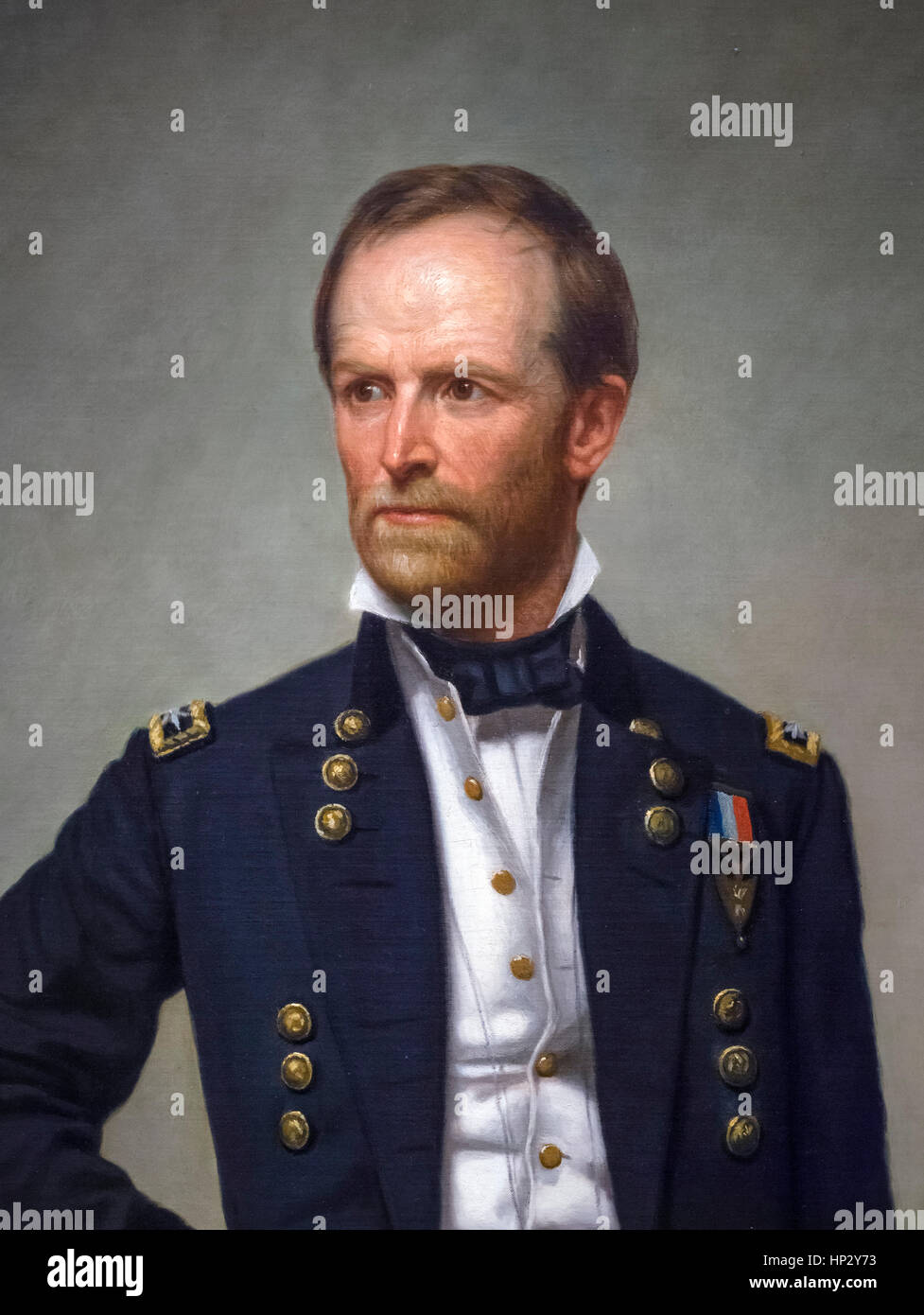 William T Sherman. Portrait of Civil War Union army commander, General William Tecumseh Sherman (1820-1891) by George Peter Alexander Healy, oil on canvas, 1866. Detail from a larger painting, HP2Y7D Stock Photo