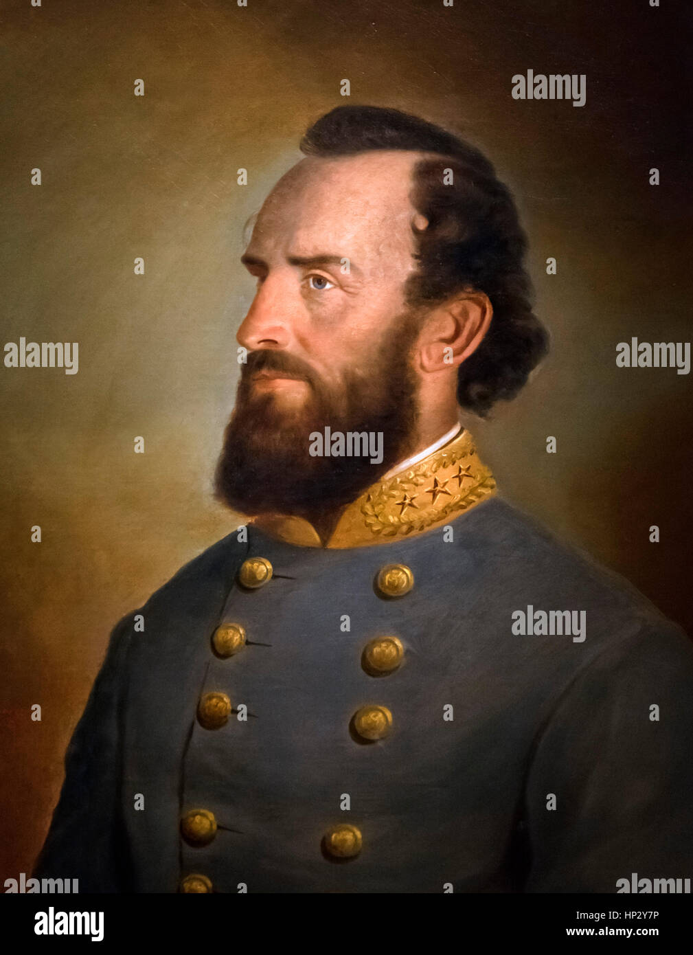 Stonewall Jackson. Portrait of the Confederate Army General Thomas Jonathan 'Stonewall' Jackson (1824-1863) by J W King, oil on canvas, 1864 Stock Photo