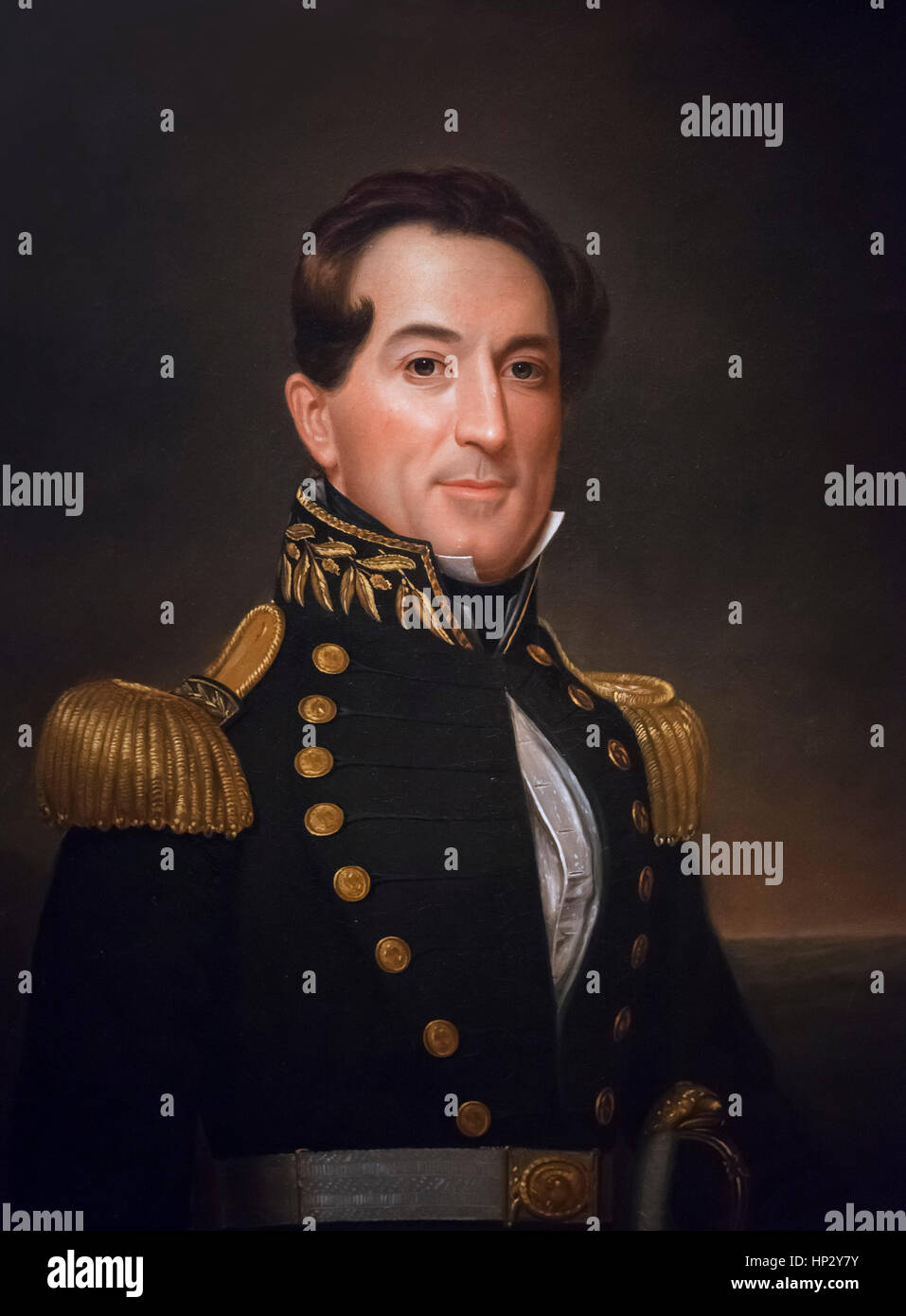 Admiral Farragut. Portrait of United States Navy Admiral, David Glasgow Farragut (1801-1870) by William Swain, oil on canvas, 1838 Stock Photo